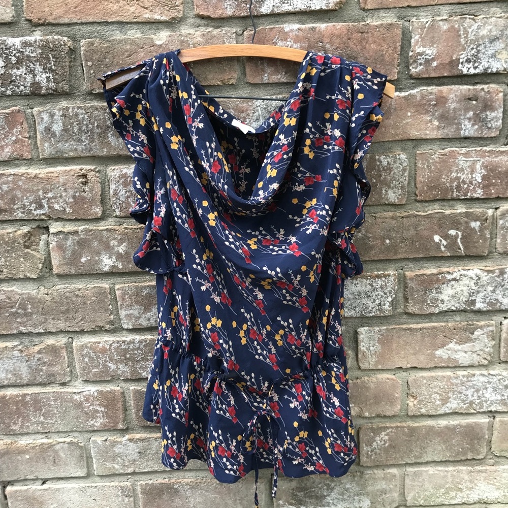 Anthropologie Navy Floral Blouse